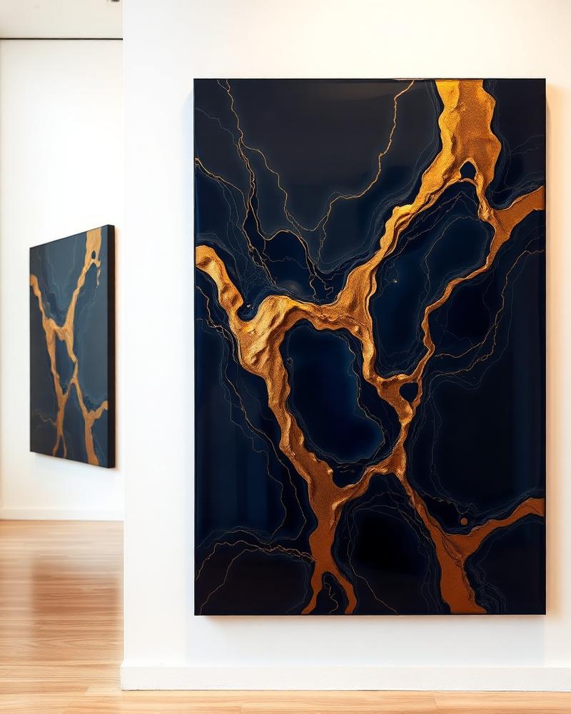 Abstract Gold Resin Art Piece